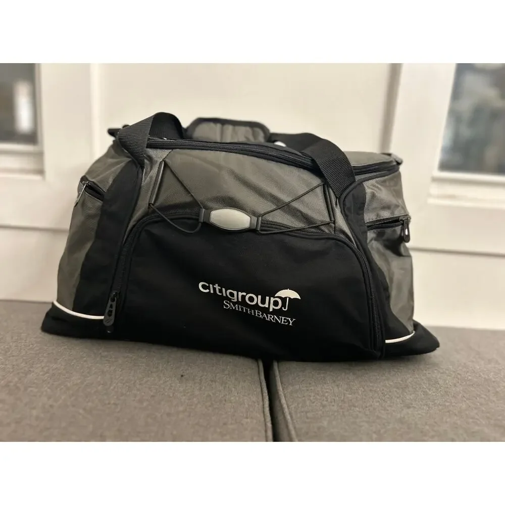 RARE Citigroup Smith Barney Bankers Tote Travel Gym Bag Duffel Black Grey